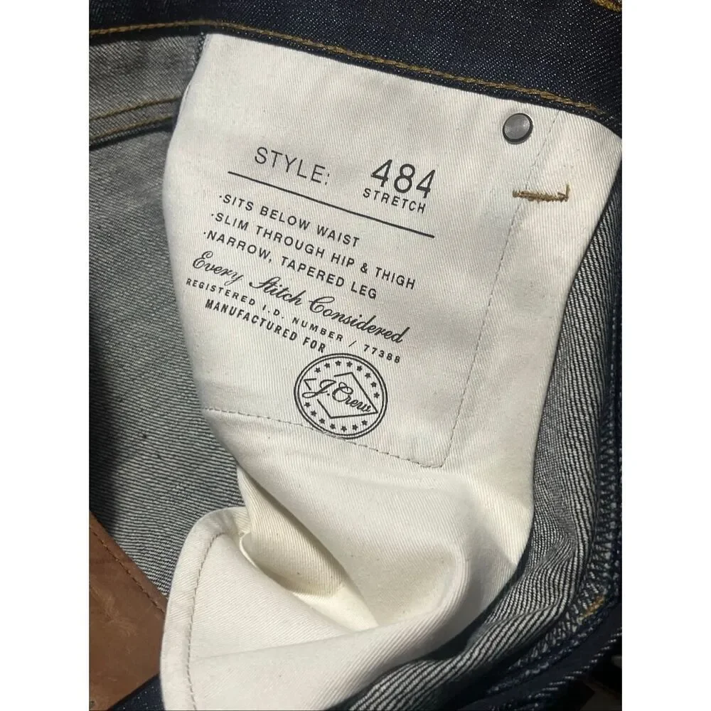 J Crew Men’s 484 Stretch Slim Selvedge Jeans 33x32 (Actual 34x32)